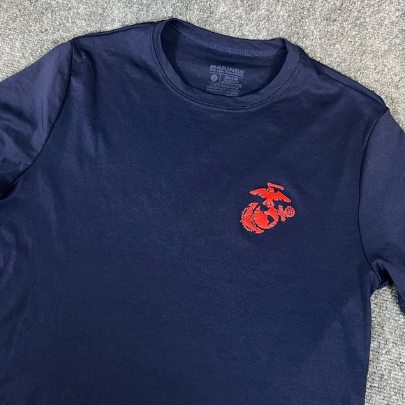 Marines USMC EGA Crewneck Performance T-Shirt  | SS | Blue | Made in USA | M - Picture 1 of 14
